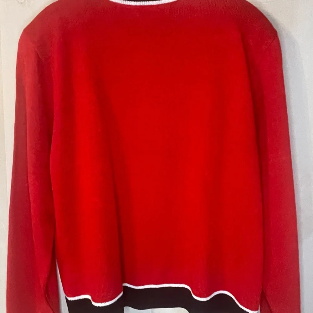 Sam Remo‎ by Laura knits red black cardigan sweater front zip size large vintage